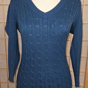 Women's Blue Cable Knit Sweater